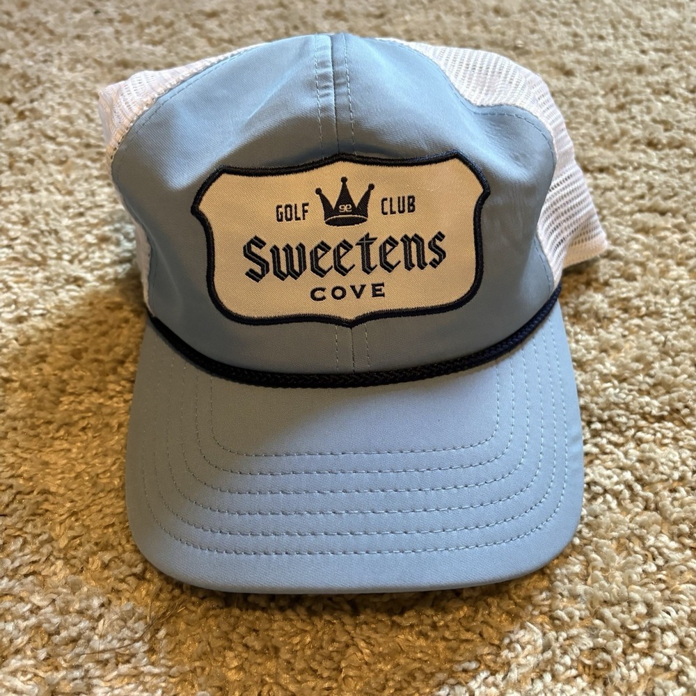 Sweetens Cove Golf Club Trucker Hat Baby Blue White Adjustable OSFA
